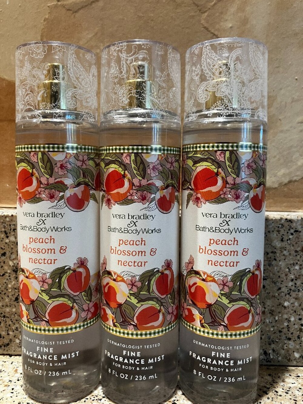 Bath & Body Works  Set of 3 Vera Bradley Peach & Nectar Body Sprays! NEW